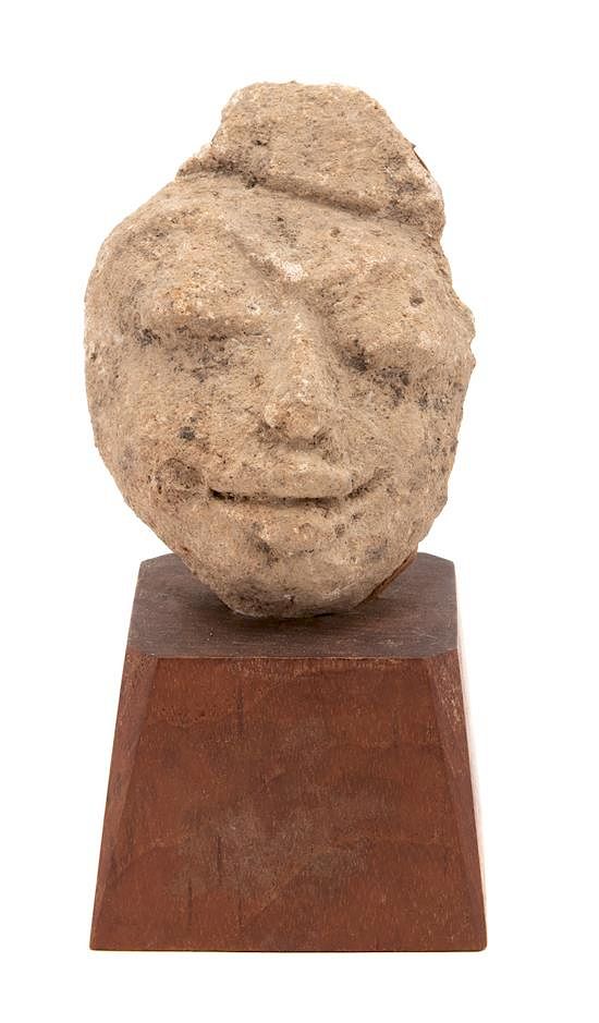 Appraisal: A Thai Mon-Dvaravati Style Stucco Face Fragment Height inches A