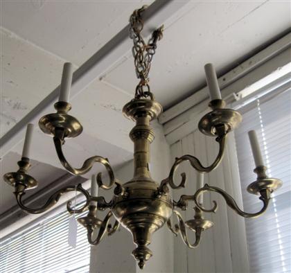 Appraisal: English six-arm brass chandelier late th early th century