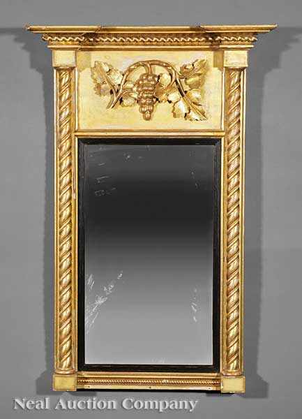 Appraisal: An American Classical Carved Giltwood and Gesso Mirror early th