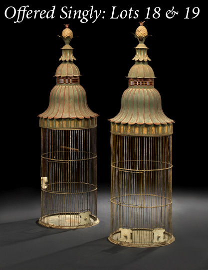 Appraisal: Tall and Stylish English Painted and Parcel-Gilt Tole and Wire