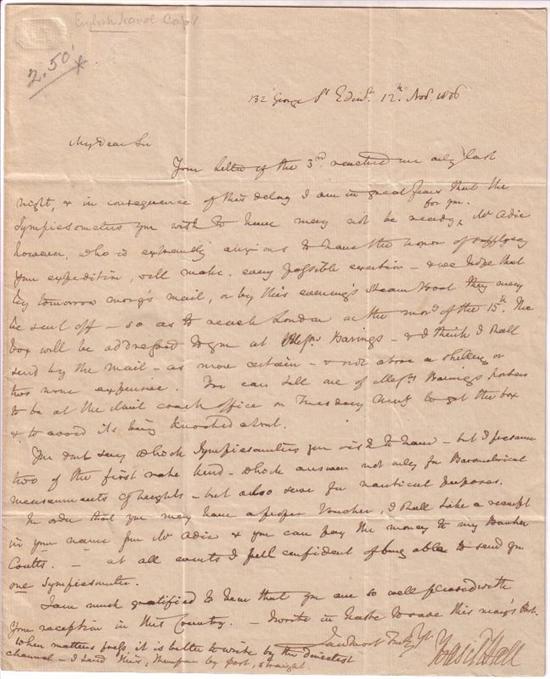 Appraisal: EXPLORERS HALL BASIL Autograph Letter Signed to explorer Lt Charles