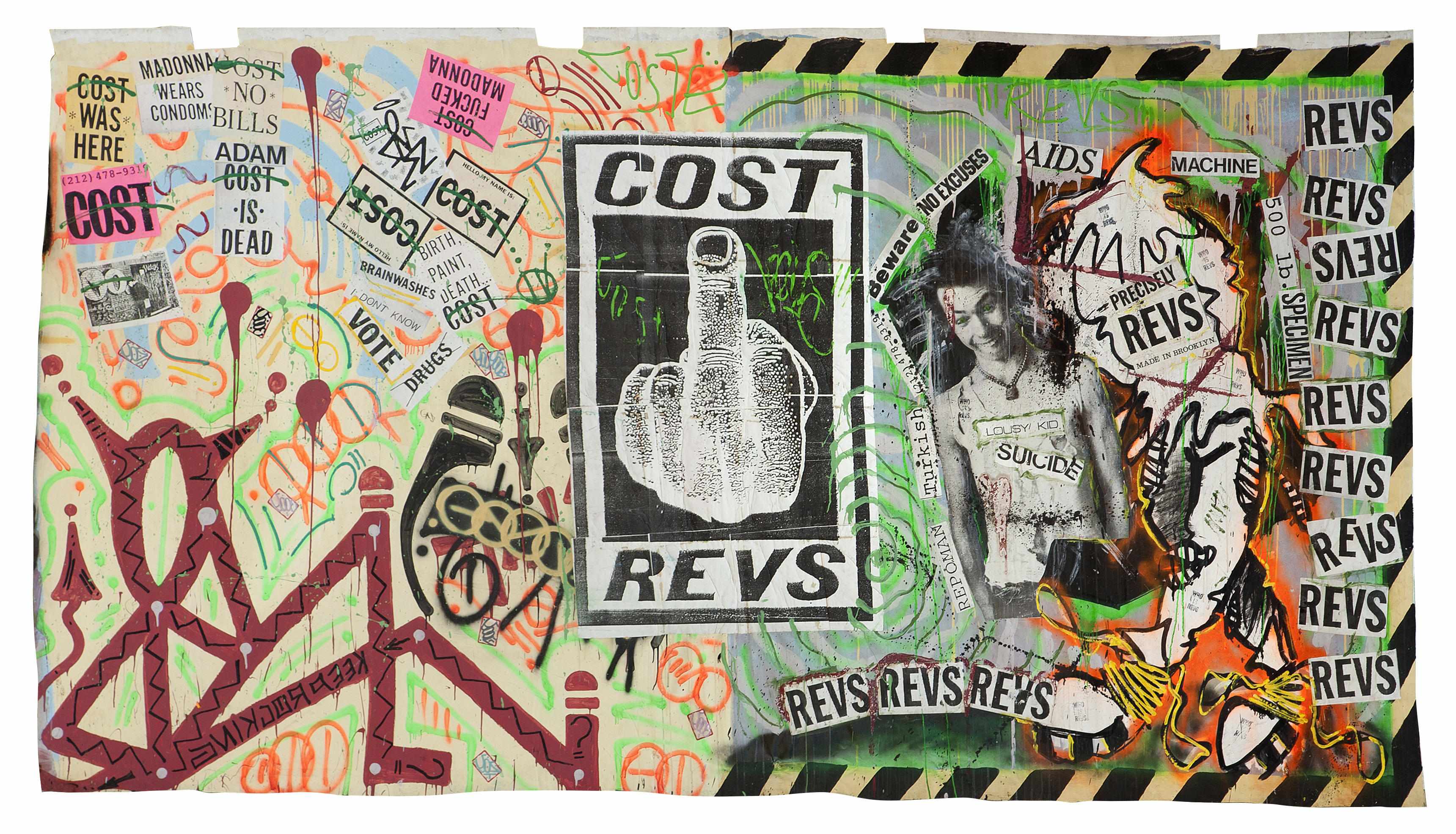 Appraisal: Cost and Revs American Untitled signedmixed media on canvas by