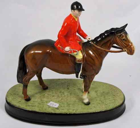 Appraisal: Beswick Huntsman on Brown Horse Mounted on Circular Ceramic Base