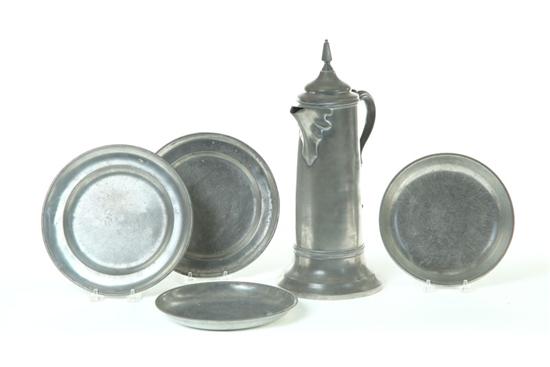 Appraisal: FIVE PIECES OF PEWTER Continental th century Four plates with