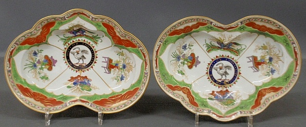 Appraisal: - Pair of Chamberlain Worcester porcelain shaped dishes with center