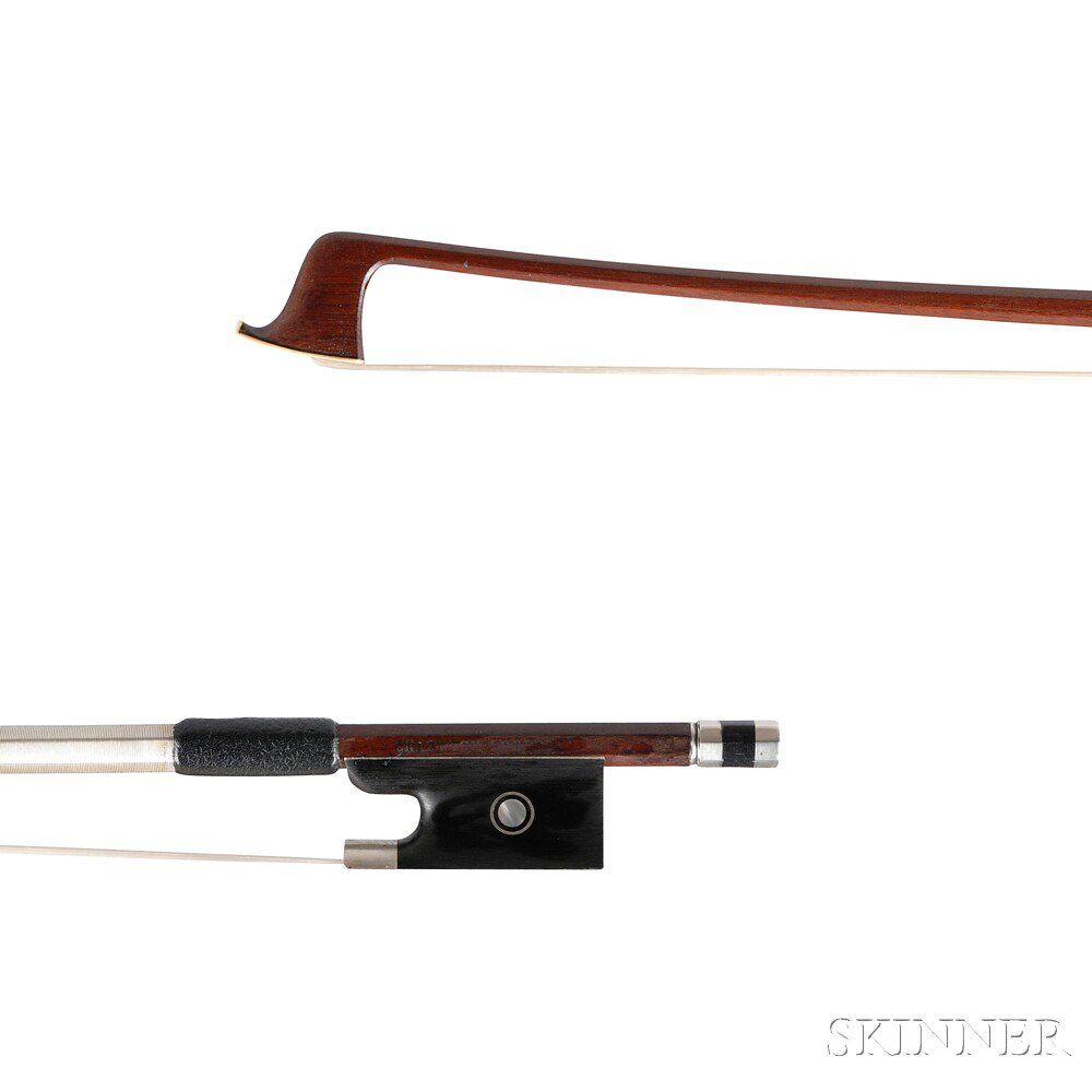 Appraisal: Nickel Silver-mounted Violin Bow the octagonal stick stamped CHADWICK LONDON