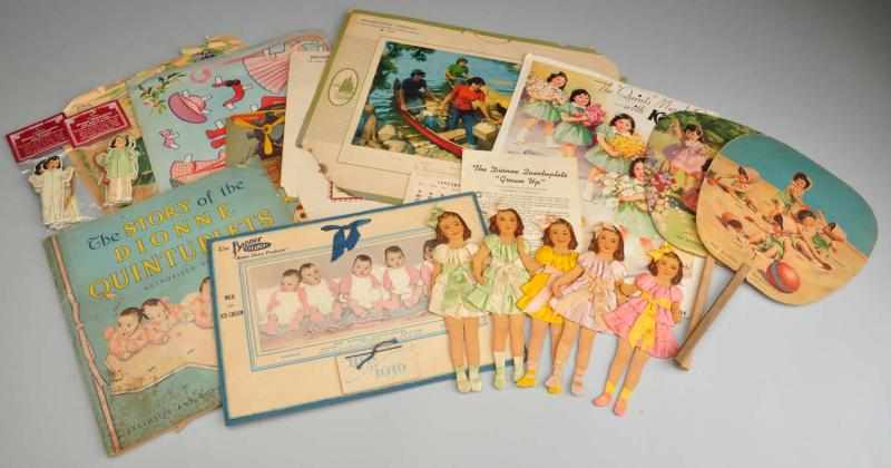 Appraisal: Lot of Dionne Quintuplets Memorabilia Description paper fans The Story