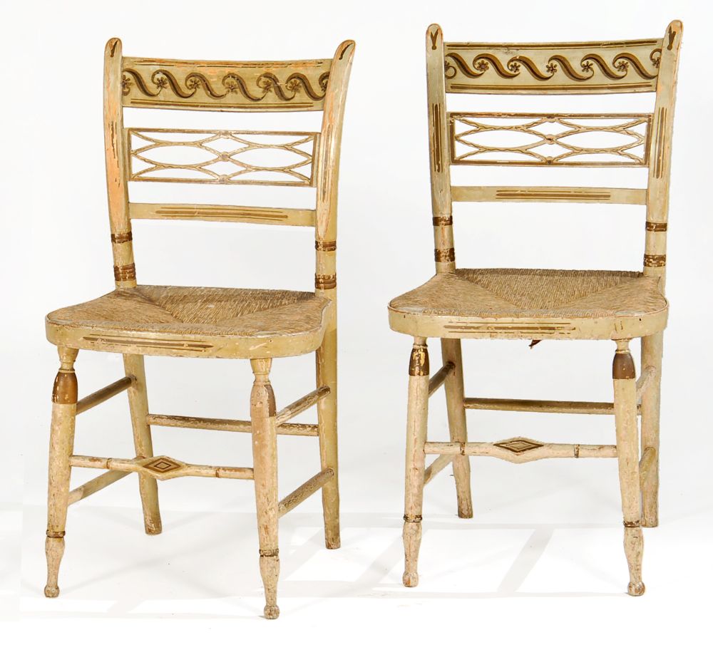 Appraisal: PAIR OF SHERATON FANCY CHAIRS First Half th CenturyWith original