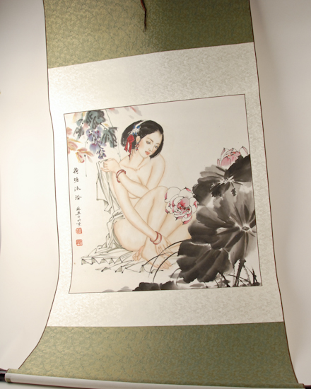 Appraisal: Two Chinese Modern School Scrolls of Nudes