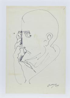 Appraisal: Noel Rockmore - Man with Glasses perhaps Larry Borenstein pen