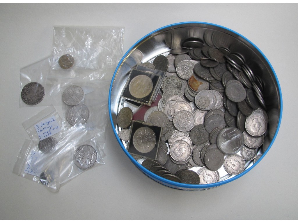 Appraisal: A quantity of British coins comprising George II sixpences George