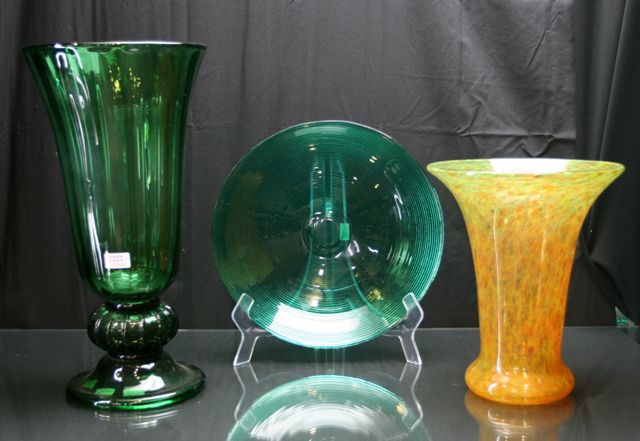 Appraisal: A handblown trumpet form vase by Vasart cm high together