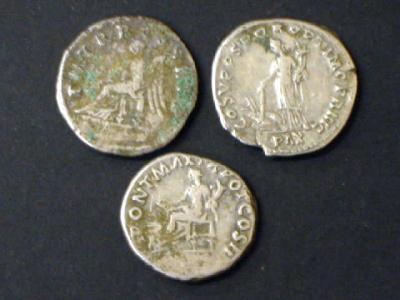 Appraisal: THREE TRAJAN DENARII with Concordia Victory and Pax on reverse