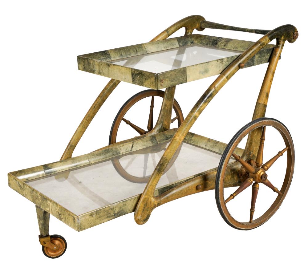 Appraisal: ALDO TURA GOAT SKIN TEA TROLLEYProvenance property from the Estate