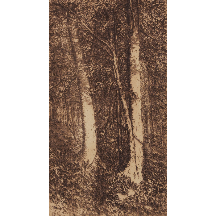 Appraisal: E T Hurley etching Autumn Woods signed printed written printed