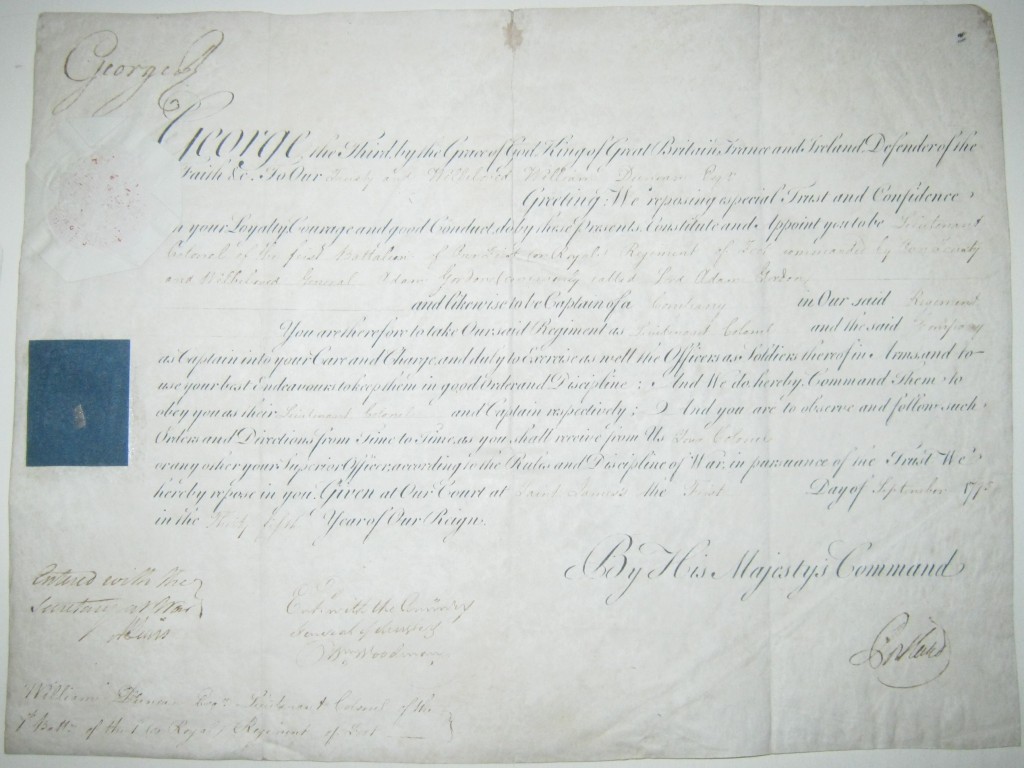 Appraisal: GEORGE III KING OF ENGLAND Partly-printed vellum Document Signed George