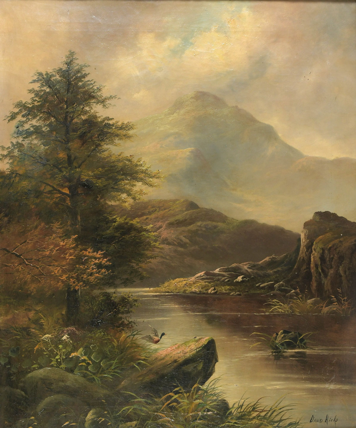 Appraisal: HICKS David British th Century Scottish Highland Loch Oil Canvas