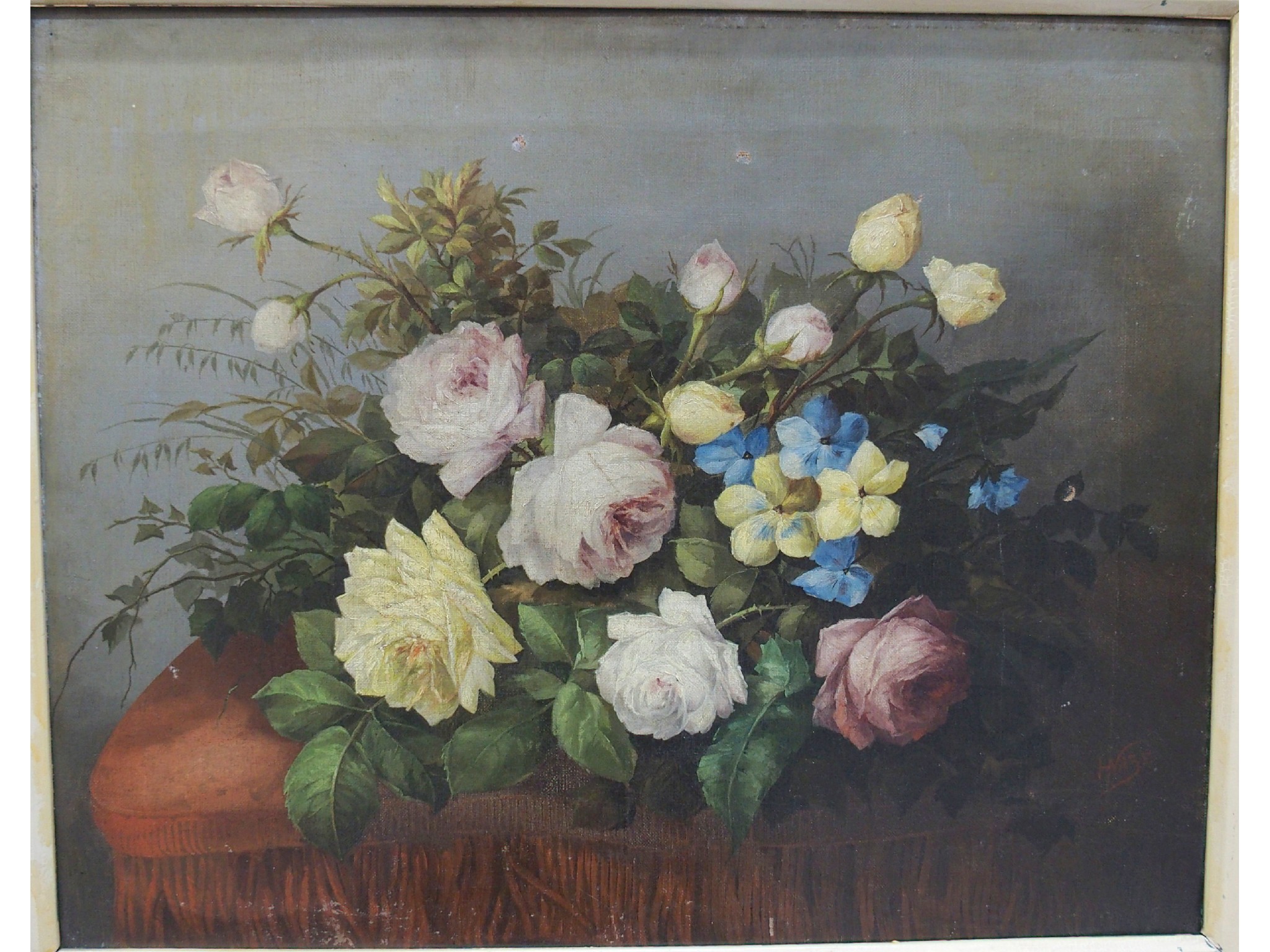 Appraisal: H VAZE Flower Arrangement signed oil on canvas SCOTTISH SCHOOL