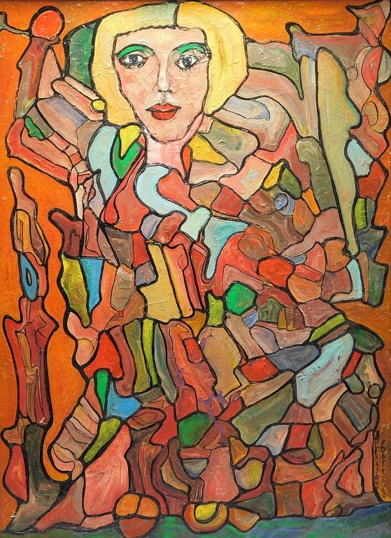 Appraisal: Alexander Gore Abstract Woman Portrait Painting Alexander Gore New York