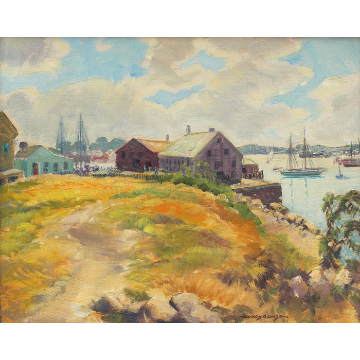 Appraisal: Richard A Chase American - Harbor Scene c oil on