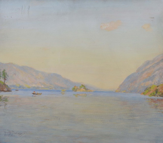 Appraisal: SIR DAVID MURRAY - View of a loch with rowing