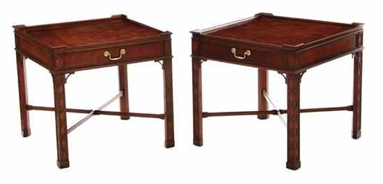 Appraisal: Pair Baker Furniture Co Chinese Chippendale style end tables square