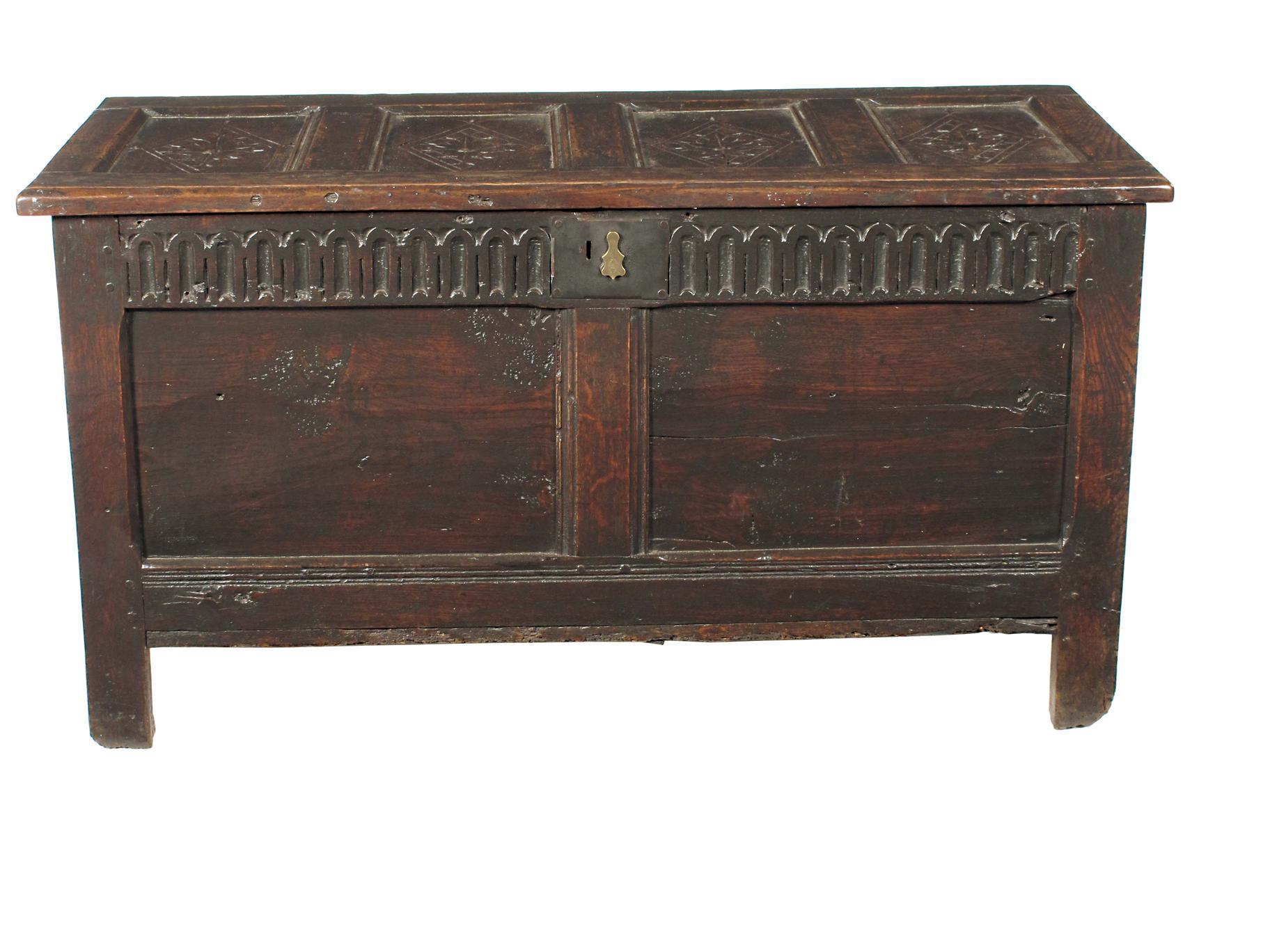 Appraisal: A late th century oak chest