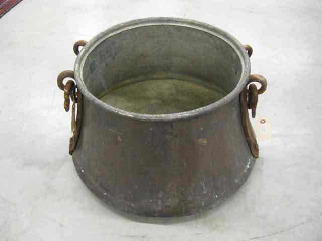 Appraisal: Victorian Copper Pot iron handles '' deep '' diameter