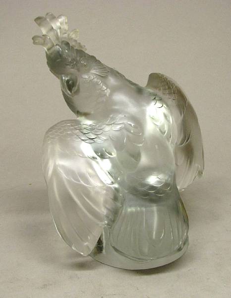 Appraisal: A Lalique glass figure of a cockatoo In the Motif