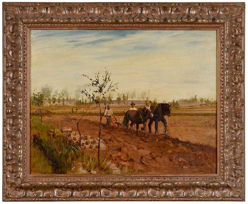 Appraisal: Joseph Felice Brevio American b Workers Plowing the Field signed