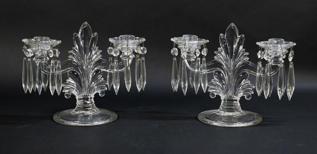 Appraisal: PAIR FOSTORIA STYLE DOUBLE ARM CANDLE HOLDERSPair of Fostoria Flame