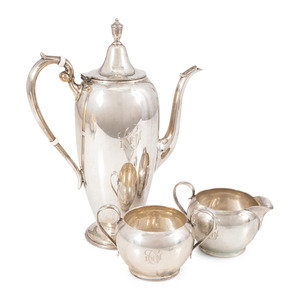 Appraisal: A Gorham Silver Three Piece Coffee Service Pawtucket Rhode Island