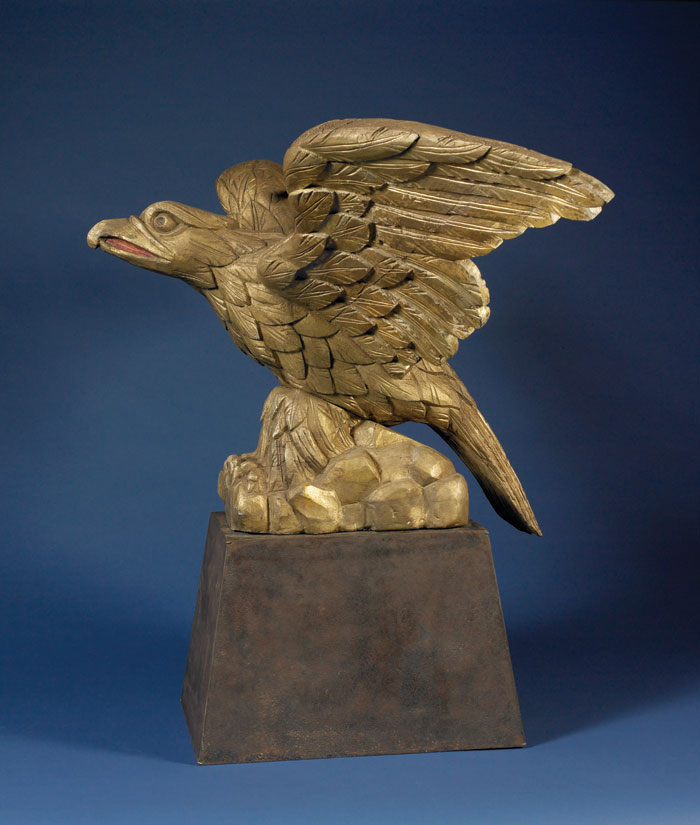 Appraisal: AMERICAN CARVED AND GILT PINE PILOT HOUSE EAGLE The eagle