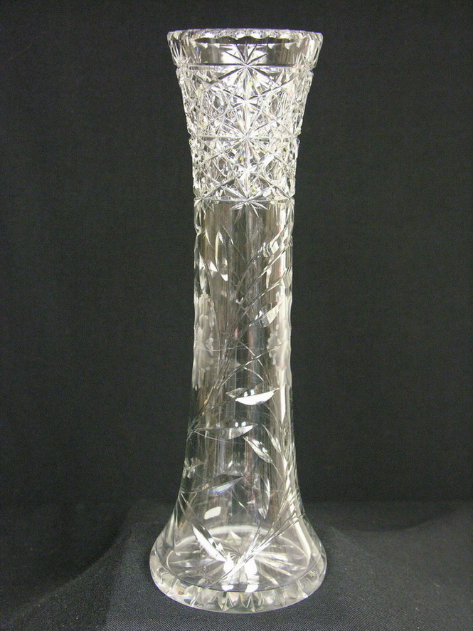 Appraisal: ABP CUT CRYSTAL VASE Floral motif Size by diameter