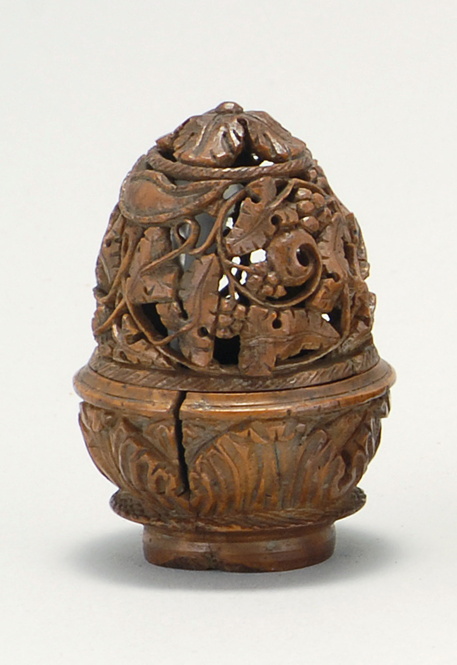 Appraisal: TH CENTURY CARVED COQUILLA NUT POTPOURRI in the form of