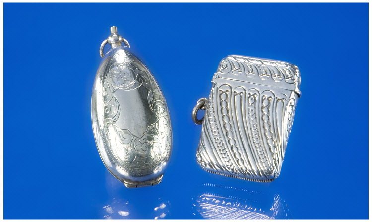 Appraisal: Victorian Silver Vesta Case Fully Hallmarked Together With A Silver