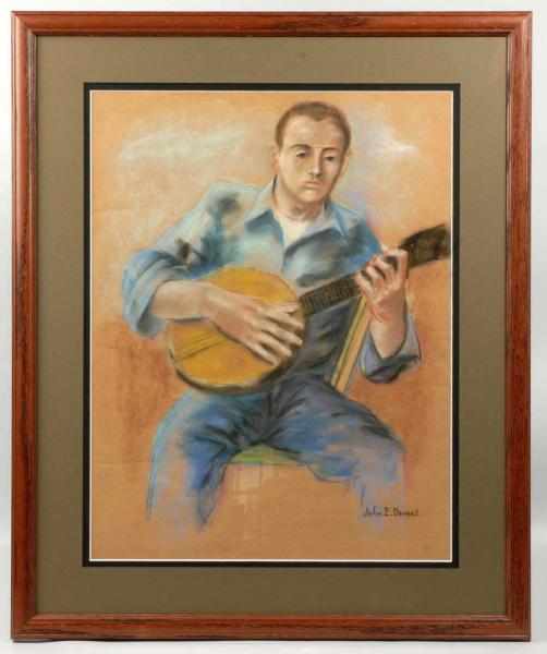 Appraisal: Framed Original Art of Banjo Player Description Circa s to