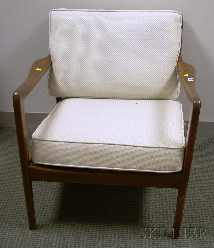 Appraisal: Mid-century Modern Wooden Armchair with Upholstered Cushions