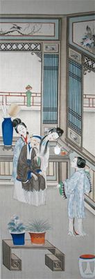 Appraisal: A set of four Chinese paintings on silk of beautiful