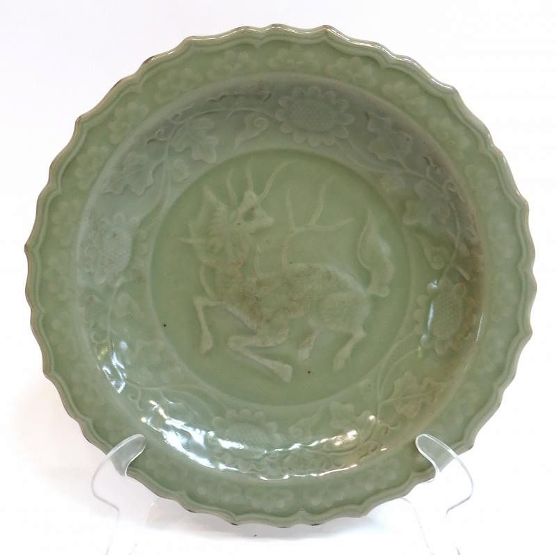 Appraisal: Longquan Celadon Plate Longquan Celadon Plate Description With scalloped edge