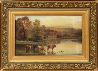 Appraisal: J MORRIS ENGLISH LANDSCAPE OIL ON CANVAS TH C J