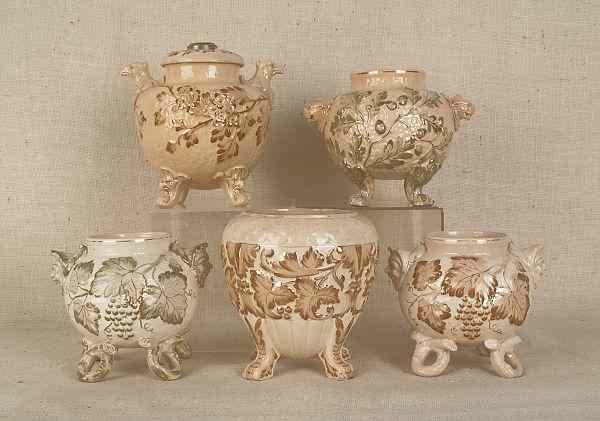 Appraisal: Five Avalon Faience Baltimore Maryland porcelain pieces to include an