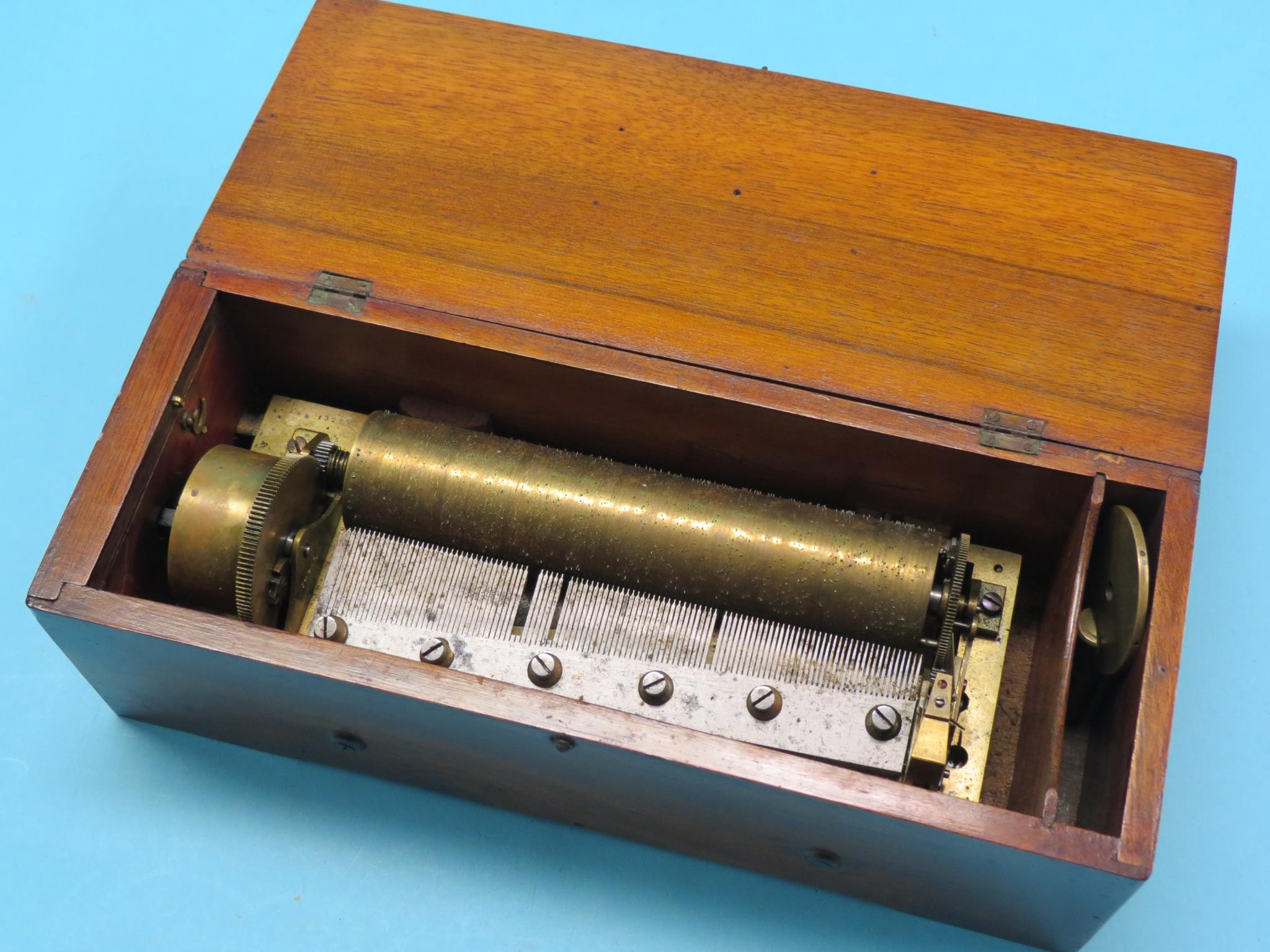 Appraisal: A mid- th century Swiss cylinder music box in single-piece