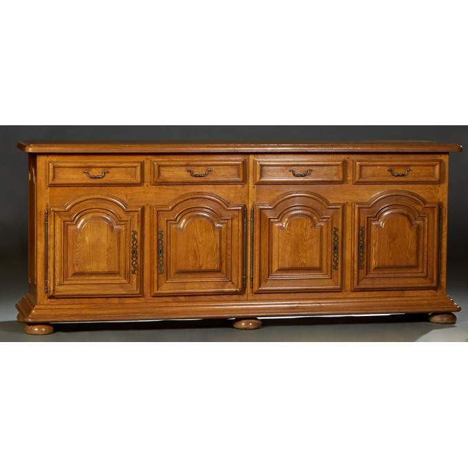 Appraisal: French Provincial Carved Oak Sideboard early th c the stepped