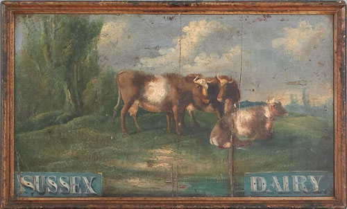 Appraisal: Oil on panel Sussex Dairy double sided trade sign th