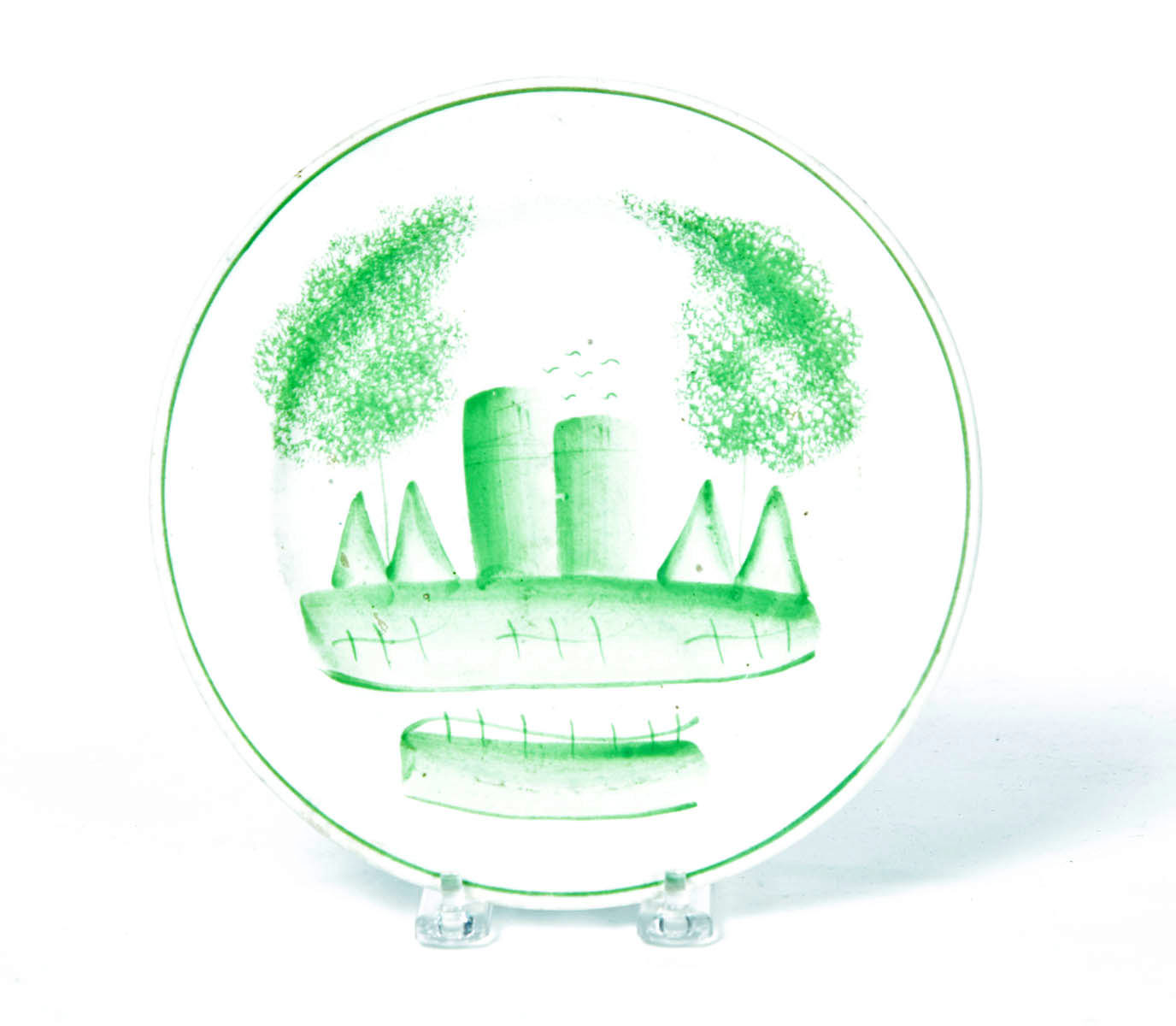 Appraisal: SPATTERWARE PLATE England nd quarter- th century Green castle Slight