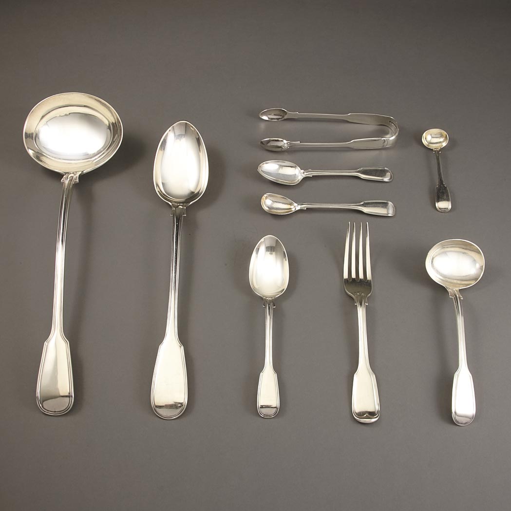 Appraisal: Assembled Victorian Silver Flatware Service th Century Comprising twelve dinner