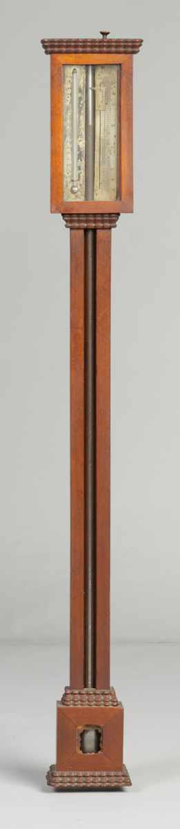 Appraisal: D E Lent Rochester NY Stick Barometer Walnut case with