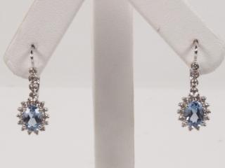 Appraisal: PAIR OF K DIAMOND AND BLUE TOPAZ EARRINGS PAIR OF