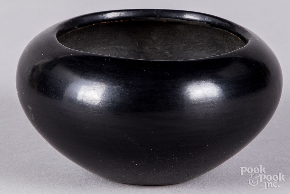 Appraisal: Maria Poveka San Ildefonso blackware pottery bow Maria Poveka San